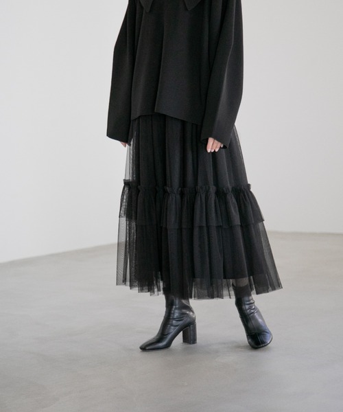 yuw（ユウ）の「２ＷＡＹチュールスカート　185183（スカート・レディース・ブラック/チャコールグレー・FREE）」の9枚目の写真