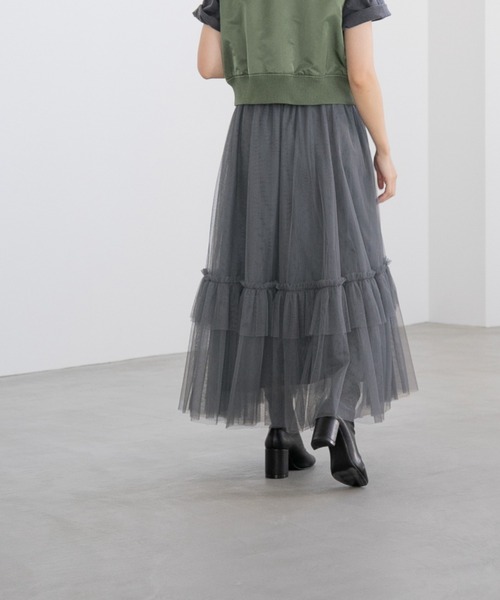 yuw（ユウ）の「２ＷＡＹチュールスカート　185183（スカート・レディース・ブラック/チャコールグレー・FREE）」の16枚目の写真