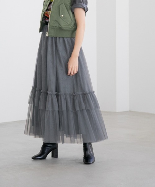 yuw（ユウ）の「２ＷＡＹチュールスカート　185183（スカート・レディース・ブラック/チャコールグレー・FREE）」の17枚目の写真