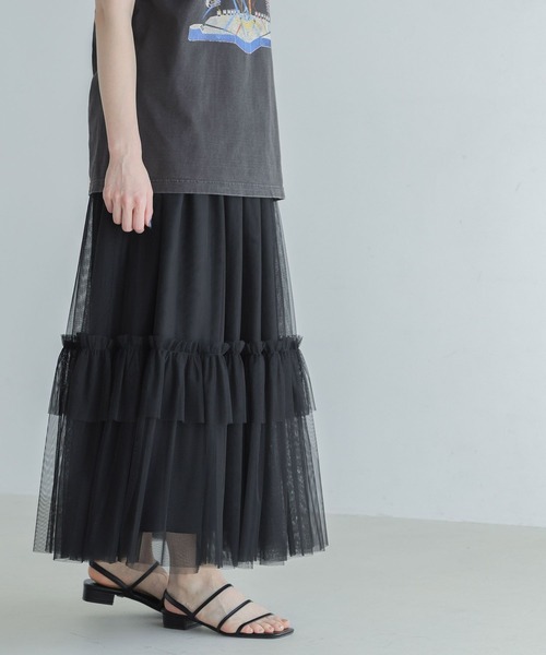 yuw（ユウ）の「２ＷＡＹチュールスカート　185183（スカート・レディース・ブラック/チャコールグレー・FREE）」の5枚目の写真