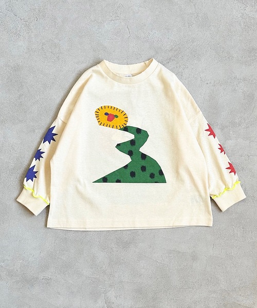 HOGAN RANCH WEAR（ホーガンランチウエア）の「ソデリブビッグロンＴ(90～140cm）（Tシャツ/カットソー・キッズ・オフホワイト/オレンジ/ラベンダー・90/100/110/120/130/140）」の10枚目の写真