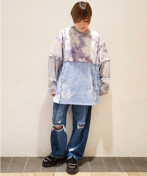 Candy Stripper（キャンディストリッパー）の「LAZY TIE DYE トップス（Tシャツ/カットソー・レディース・ブラック/パープル/ピンク・2）」の12枚目の写真