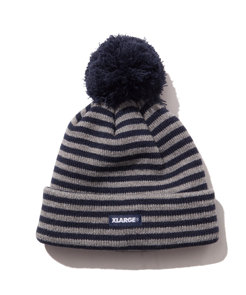 XLARGE(エクストララージ)の「BORDER POM BEANIE(ニットキャップ/ビーニー・メンズ・ブラック/ネイビー・ONE SIZE)」の2枚目の写真