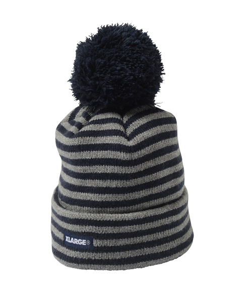XLARGE(エクストララージ)の「BORDER POM BEANIE(ニットキャップ/ビーニー・メンズ・ブラック/ネイビー・ONE SIZE)」の6枚目の写真