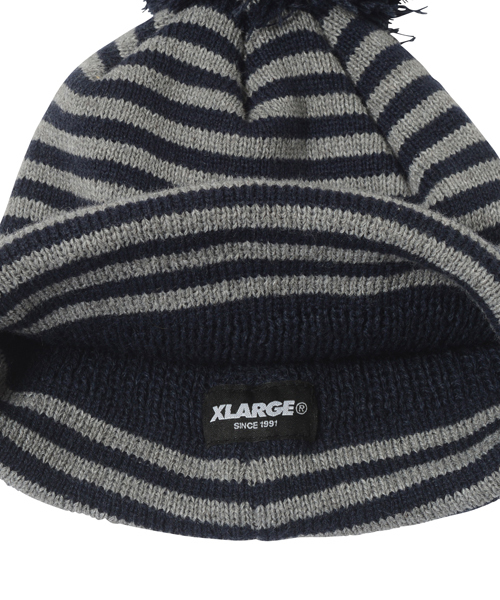 XLARGE(エクストララージ)の「BORDER POM BEANIE(ニットキャップ/ビーニー・メンズ・ブラック/ネイビー・ONE SIZE)」の9枚目の写真