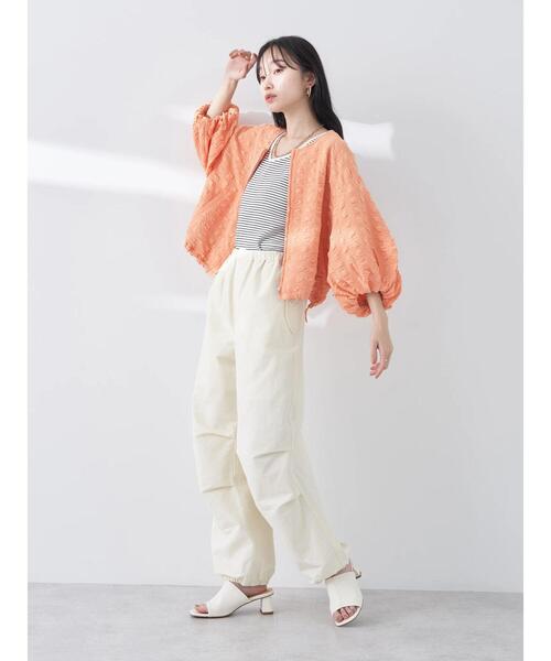 earth music&ecology（アースミュージックアンドエコロジー）の「ジャガードタックスリーブブルゾン（ブルゾン・レディース・コーラル/アイボリー・FREE）」の21枚目の写真