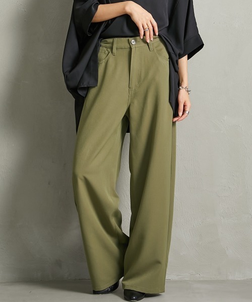Soiunique（スワユニーク）の「落ち感素材　ゆるシルエット超ワイドパンツ ［Soiunique］（スラックス・レディース・ブラック/カーキ/グレー・M/L/LL/S）」の3枚目の写真