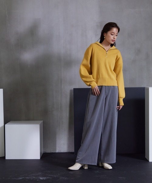 Soiunique（スワユニーク）の「落ち感素材　ゆるシルエット超ワイドパンツ ［Soiunique］（スラックス・レディース・ブラック/カーキ/グレー・M/L/LL/S）」の16枚目の写真