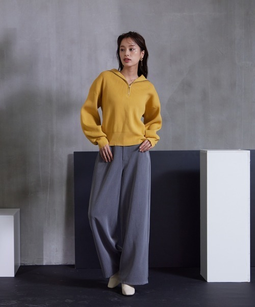 Soiunique（スワユニーク）の「落ち感素材　ゆるシルエット超ワイドパンツ ［Soiunique］（スラックス・レディース・ブラック/カーキ/グレー・M/L/LL/S）」の17枚目の写真