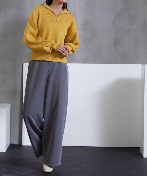 Soiunique（スワユニーク）の「落ち感素材　ゆるシルエット超ワイドパンツ ［Soiunique］（スラックス・レディース・ブラック/カーキ/グレー・M/L/LL/S）」の5枚目の写真