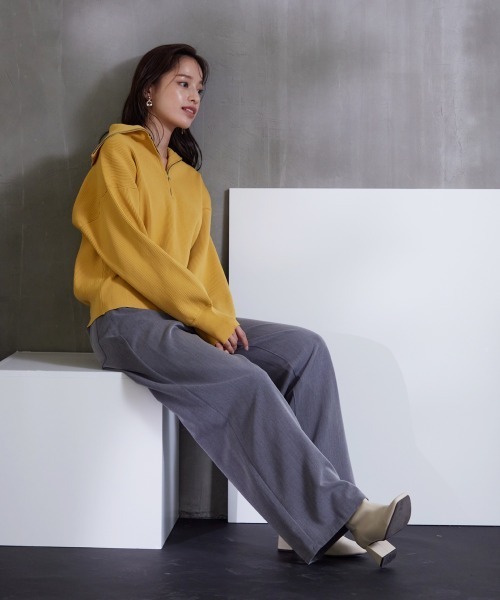 Soiunique（スワユニーク）の「落ち感素材　ゆるシルエット超ワイドパンツ ［Soiunique］（スラックス・レディース・ブラック/カーキ/グレー・M/L/LL/S）」の4枚目の写真