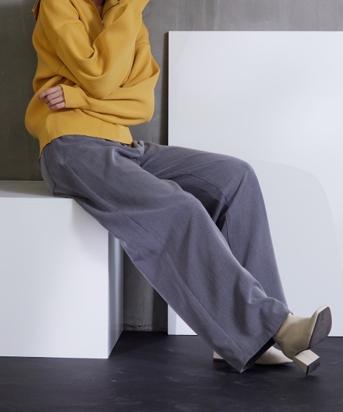 Soiunique（スワユニーク）の「落ち感素材　ゆるシルエット超ワイドパンツ ［Soiunique］（スラックス・レディース・ブラック/カーキ/グレー・M/L/LL/S）」の6枚目の写真