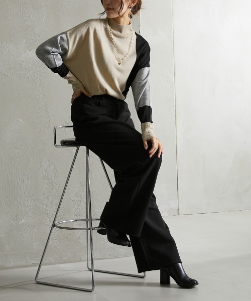 Soiunique（スワユニーク）の「落ち感素材　ゆるシルエット超ワイドパンツ ［Soiunique］（スラックス・レディース・ブラック/カーキ/グレー・M/L/LL/S）」の10枚目の写真