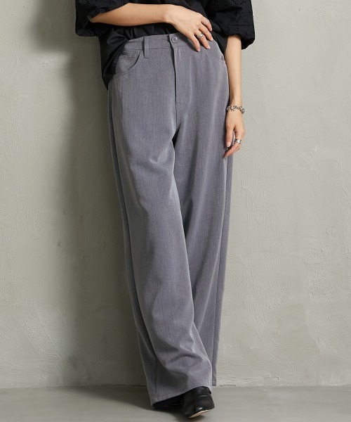 Soiunique（スワユニーク）の「落ち感素材　ゆるシルエット超ワイドパンツ ［Soiunique］（スラックス・レディース・ブラック/カーキ/グレー・M/L/LL/S）」の11枚目の写真