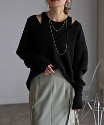 ディープVネックニット×アメスリニットタンク