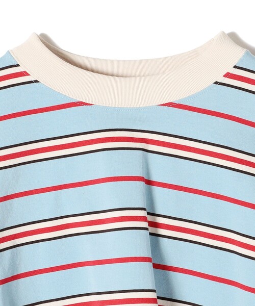 SHIPS（シップス）の「マルチボーダー クロップド プルオーバー◆（Tシャツ/カットソー・レディース・ライトブルー/ブラック・ONE SIZE）」の6枚目の写真