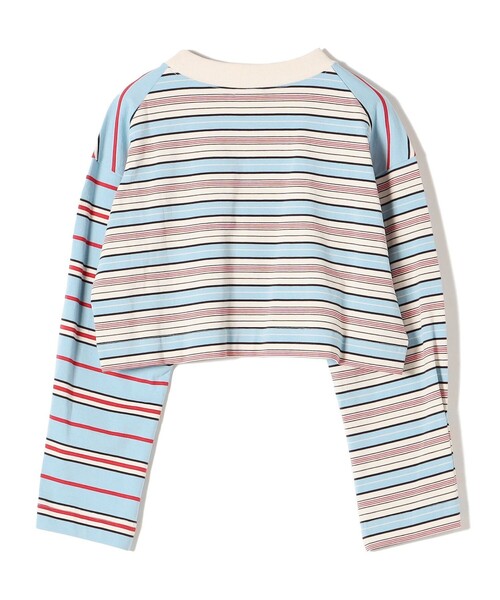 SHIPS（シップス）の「マルチボーダー クロップド プルオーバー◆（Tシャツ/カットソー・レディース・ライトブルー/ブラック・ONE SIZE）」の10枚目の写真
