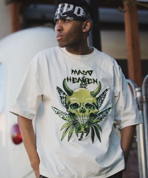ROYAL FLASH（ロイヤルフラッシュ）の「MAYO/メイヨー/MAYO Devil Skull Embroidery Shore Sleeve Tee（Tシャツ/カットソー・メンズ・ブラック/ホワイト・XL/L/M）」の3枚目の写真