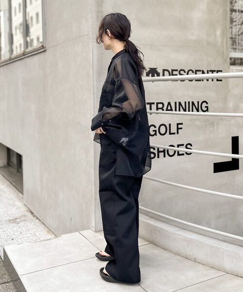 JOINT WORKS（ジョイントワークス）の「オーガンジー ミリタリーシャツ（シャツ/ブラウス・レディース・ブラック/ベージュ・FREE）」の5枚目の写真