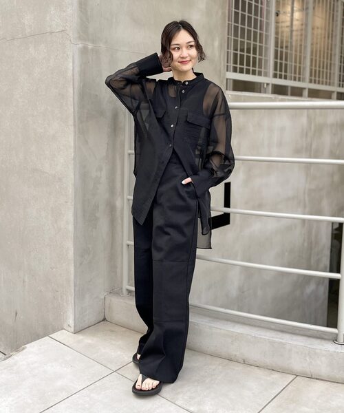 JOINT WORKS（ジョイントワークス）の「オーガンジー ミリタリーシャツ（シャツ/ブラウス・レディース・ブラック/ベージュ・FREE）」の6枚目の写真