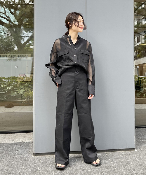 JOINT WORKS（ジョイントワークス）の「オーガンジー ミリタリーシャツ（シャツ/ブラウス・レディース・ブラック/ベージュ・FREE）」の7枚目の写真