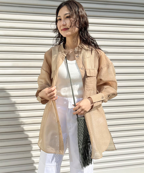 JOINT WORKS（ジョイントワークス）の「オーガンジー ミリタリーシャツ（シャツ/ブラウス・レディース・ブラック/ベージュ・FREE）」の14枚目の写真