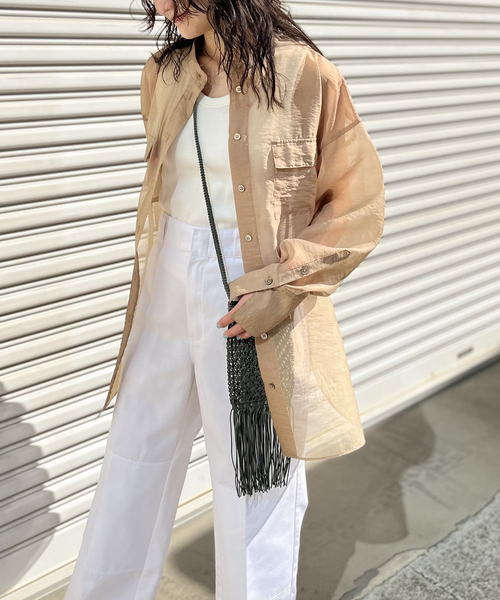 JOINT WORKS（ジョイントワークス）の「オーガンジー ミリタリーシャツ（シャツ/ブラウス・レディース・ブラック/ベージュ・FREE）」の15枚目の写真