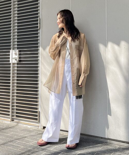 JOINT WORKS（ジョイントワークス）の「オーガンジー ミリタリーシャツ（シャツ/ブラウス・レディース・ブラック/ベージュ・FREE）」の18枚目の写真