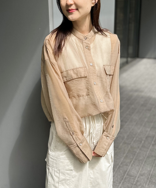 JOINT WORKS（ジョイントワークス）の「オーガンジー ミリタリーシャツ（シャツ/ブラウス・レディース・ブラック/ベージュ・FREE）」の21枚目の写真