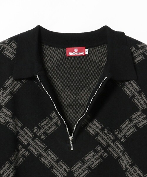 BEAMS T（ビームスティー）の「HELLRAZOR / CORPS KNITTED POLO SHIRT（ポロシャツ・メンズ・ブラック・MEDIUM/LARGE/X-LARGE）」の3枚目の写真