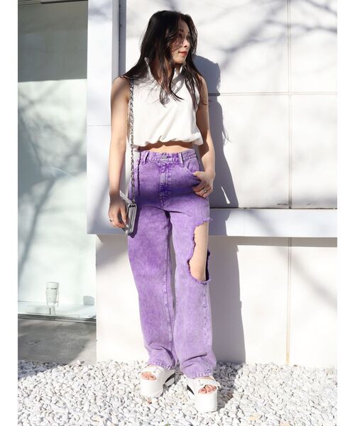 EVRIS（エヴリス）の「SUNNYハーフジップノースリトップス（タンクトップ・レディース・ホワイト/グレー/ブラック/グリーン・FREE）」の8枚目の写真