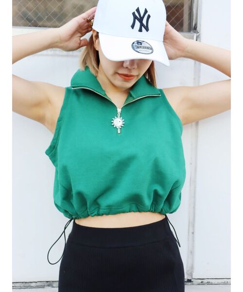 EVRIS（エヴリス）の「SUNNYハーフジップノースリトップス（タンクトップ・レディース・ホワイト/グレー/ブラック/グリーン・FREE）」の15枚目の写真