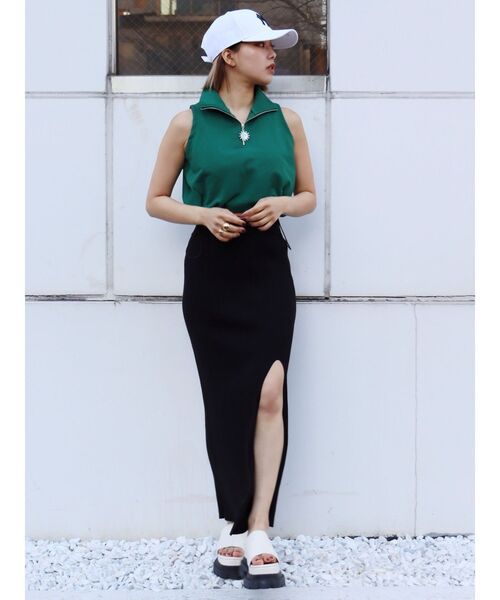 EVRIS（エヴリス）の「SUNNYハーフジップノースリトップス（タンクトップ・レディース・ホワイト/グレー/ブラック/グリーン・FREE）」の20枚目の写真