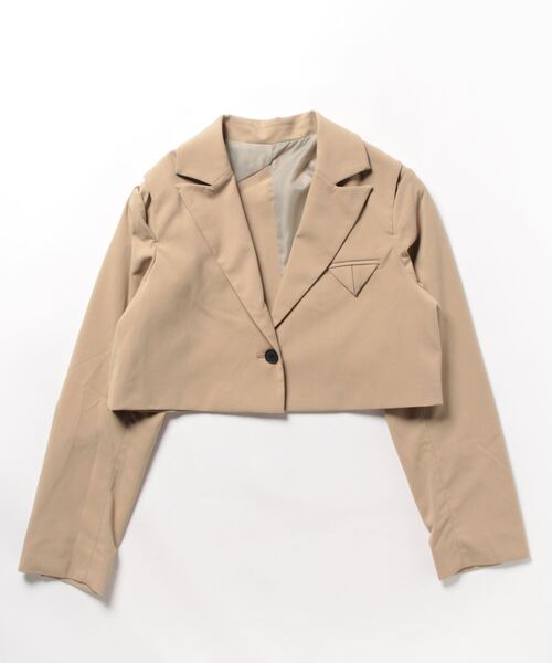 PUBLIC TOKYO(パブリックトウキョウ)の「【岐阜県産】テーラードショートスリットシアージャケット(テーラードジャケット・レディース・その他2/ベージュ・FREE)」の14枚目の写真
