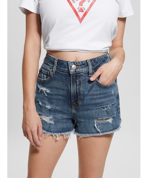 Guess(ゲス)の「Mom Shorts デニムパンツ ショート レディース(デニムパンツ・レディース・インディゴブルー・25inch/26inch/27inch/28inch)」の4枚目の写真