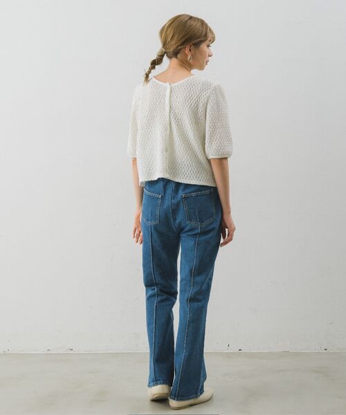 RETRO GIRL（レトロガール）の「センターシームセミフレアPT(デニム)（デニムパンツ・レディース・ブルー/ブラック/ライトブルー・LARGE/MEDIUM）」の5枚目の写真