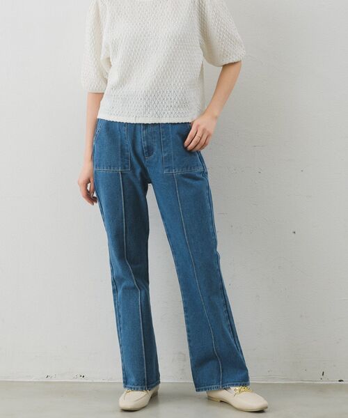 RETRO GIRL（レトロガール）の「センターシームセミフレアPT(デニム)（デニムパンツ・レディース・ブルー/ブラック/ライトブルー・LARGE/MEDIUM）」の8枚目の写真