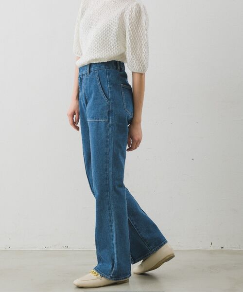 RETRO GIRL（レトロガール）の「センターシームセミフレアPT(デニム)（デニムパンツ・レディース・ブルー/ブラック/ライトブルー・LARGE/MEDIUM）」の9枚目の写真