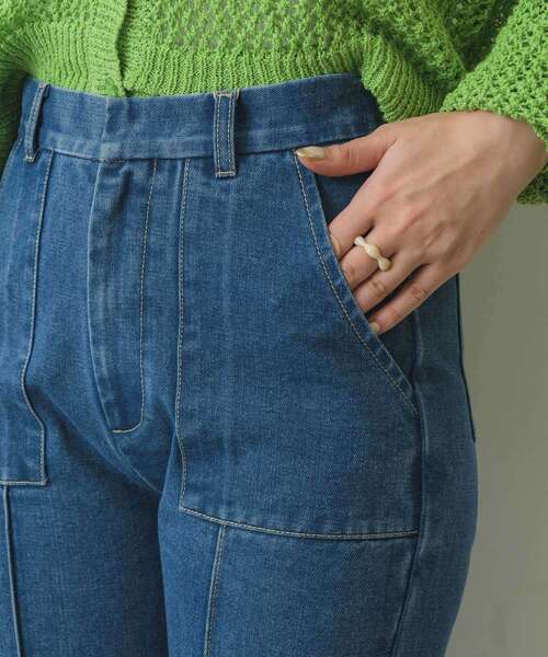 RETRO GIRL（レトロガール）の「センターシームセミフレアPT(デニム)（デニムパンツ・レディース・ブルー/ブラック/ライトブルー・LARGE/MEDIUM）」の12枚目の写真