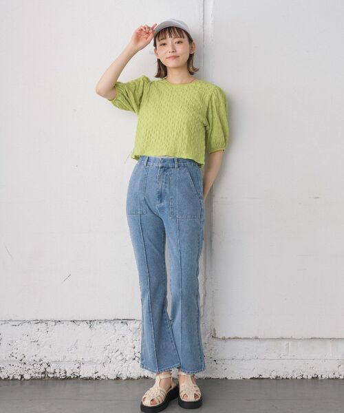 RETRO GIRL（レトロガール）の「センターシームセミフレアPT(デニム)（デニムパンツ・レディース・ブルー/ブラック/ライトブルー・LARGE/MEDIUM）」の16枚目の写真