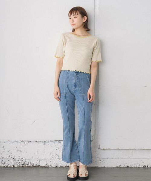 RETRO GIRL（レトロガール）の「センターシームセミフレアPT(デニム)（デニムパンツ・レディース・ブルー/ブラック/ライトブルー・LARGE/MEDIUM）」の20枚目の写真