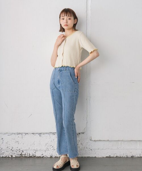 RETRO GIRL（レトロガール）の「センターシームセミフレアPT(デニム)（デニムパンツ・レディース・ブルー/ブラック/ライトブルー・LARGE/MEDIUM）」の21枚目の写真