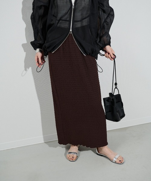 Shelly island（シェリーアイランド）の「楊柳カットタイトスカート（スカート・レディース・ブラック/ライトグリーン/ホワイト/ブラウン・FREE）」の4枚目の写真