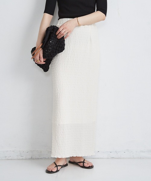 Shelly island（シェリーアイランド）の「楊柳カットタイトスカート（スカート・レディース・ブラック/ライトグリーン/ホワイト/ブラウン・FREE）」の8枚目の写真