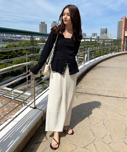 Shelly island（シェリーアイランド）の「楊柳カットタイトスカート（スカート・レディース・ブラック/ライトグリーン/ホワイト/ブラウン・FREE）」の7枚目の写真