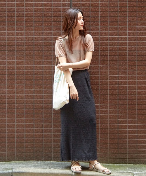 Shelly island（シェリーアイランド）の「楊柳カットタイトスカート（スカート・レディース・ブラック/ライトグリーン/ホワイト/ブラウン・FREE）」の10枚目の写真