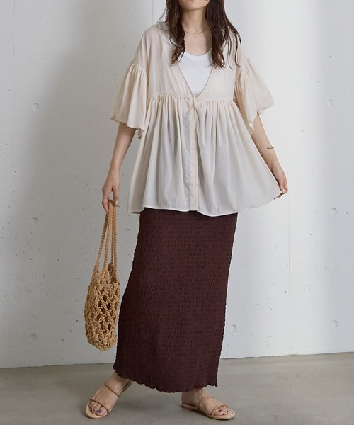 Shelly island（シェリーアイランド）の「楊柳カットタイトスカート（スカート・レディース・ブラック/ライトグリーン/ホワイト/ブラウン・FREE）」の12枚目の写真