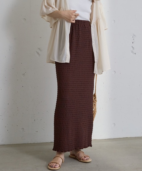 Shelly island（シェリーアイランド）の「楊柳カットタイトスカート（スカート・レディース・ブラック/ライトグリーン/ホワイト/ブラウン・FREE）」の14枚目の写真