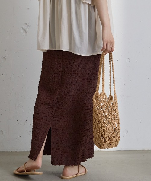 Shelly island（シェリーアイランド）の「楊柳カットタイトスカート（スカート・レディース・ブラック/ライトグリーン/ホワイト/ブラウン・FREE）」の15枚目の写真