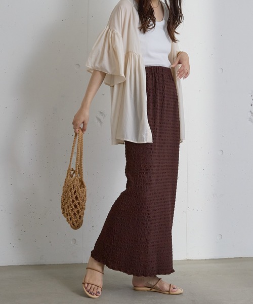 Shelly island（シェリーアイランド）の「楊柳カットタイトスカート（スカート・レディース・ブラック/ライトグリーン/ホワイト/ブラウン・FREE）」の17枚目の写真